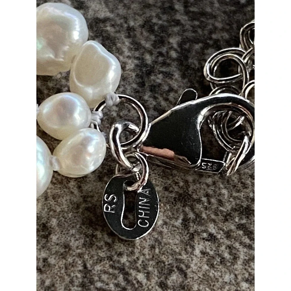 Necklace Pearls Rhodonite Three Strands 17”+3” 925 Findings Artisan